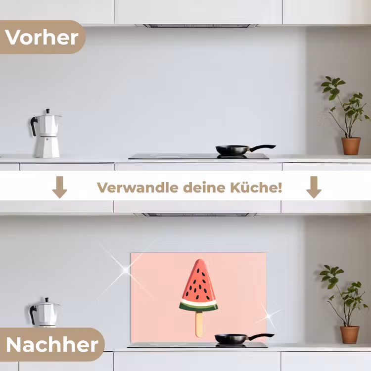 Spritzschutz Küche - Wassermelone - Eiscreme - Kerne - Rot — 7