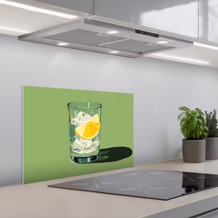 Spritzschutz Küche - Glas - Zitrone - Eiswürfel - Grün — 1