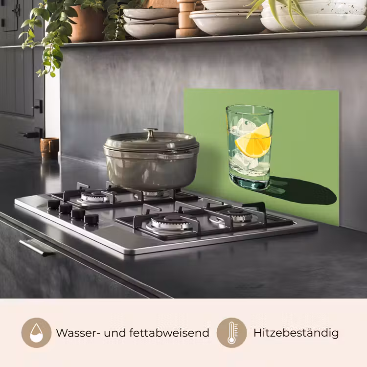 Spritzschutz Küche - Glas - Zitrone - Eiswürfel - Grün — 2