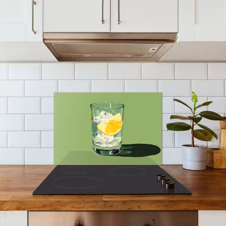 Spritzschutz Küche - Glas - Zitrone - Eiswürfel - Grün — 3