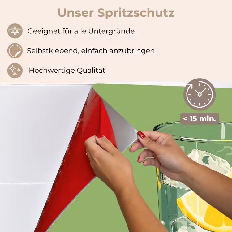 Spritzschutz Küche - Glas - Zitrone - Eiswürfel - Grün — 4