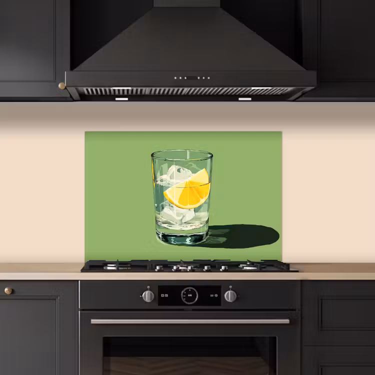 Spritzschutz Küche - Glas - Zitrone - Eiswürfel - Grün — 5