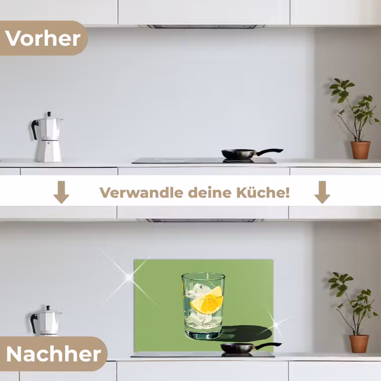 Spritzschutz Küche - Glas - Zitrone - Eiswürfel - Grün — 7