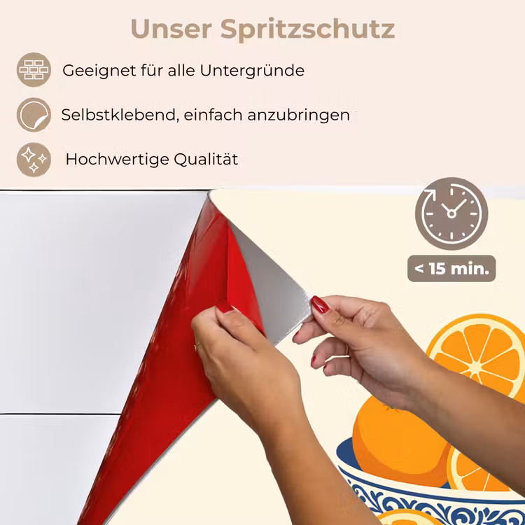 Spritzschutz Küche - Schale - Minimalistisch - Orange - Orangen — 4