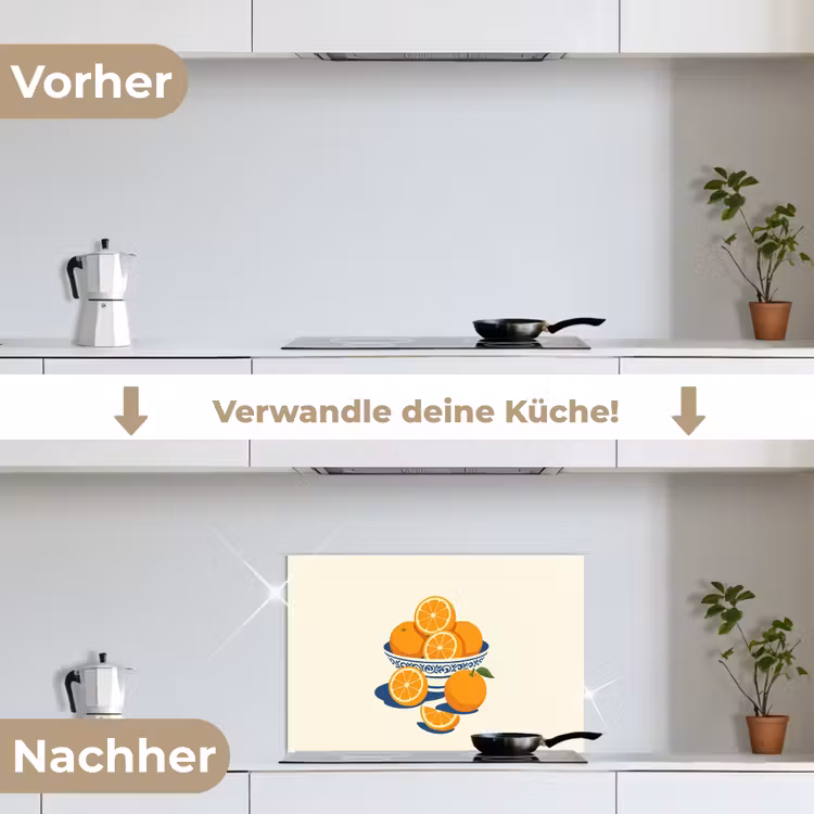 Spritzschutz Küche - Schale - Minimalistisch - Orange - Orangen — 7