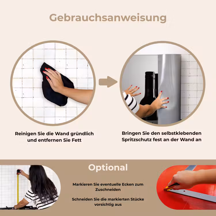 Spritzschutz Küche - Weinflaschen - Schwarz - Minimalistisch — 6