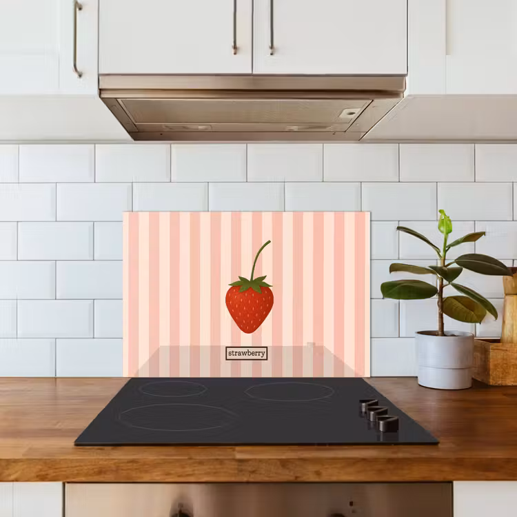Spritzschutz Küche - Erdbeere - Streifen - Minimalistisch - Rot — 3