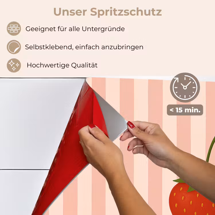 Spritzschutz Küche - Erdbeere - Streifen - Minimalistisch - Rot — 4