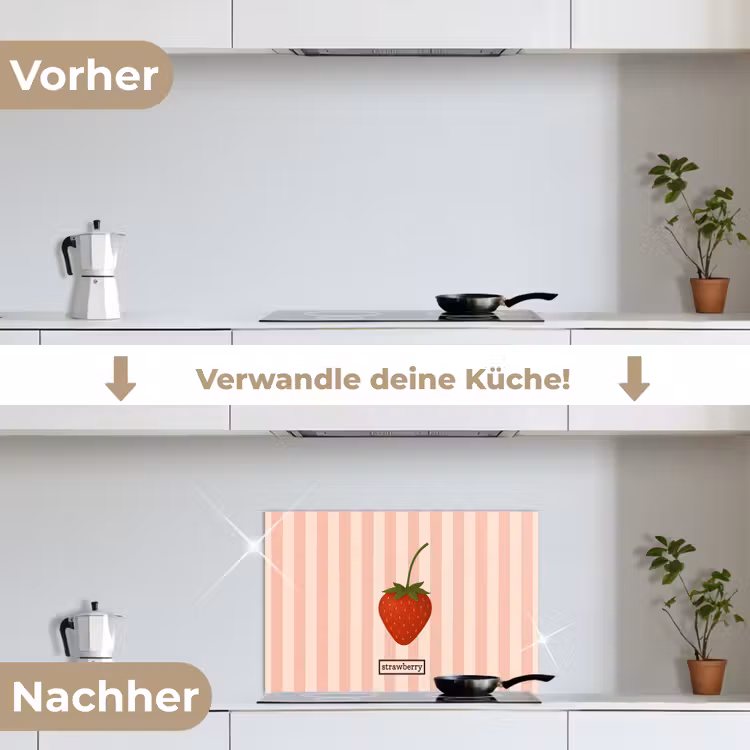 Spritzschutz Küche - Erdbeere - Streifen - Minimalistisch - Rot — 7