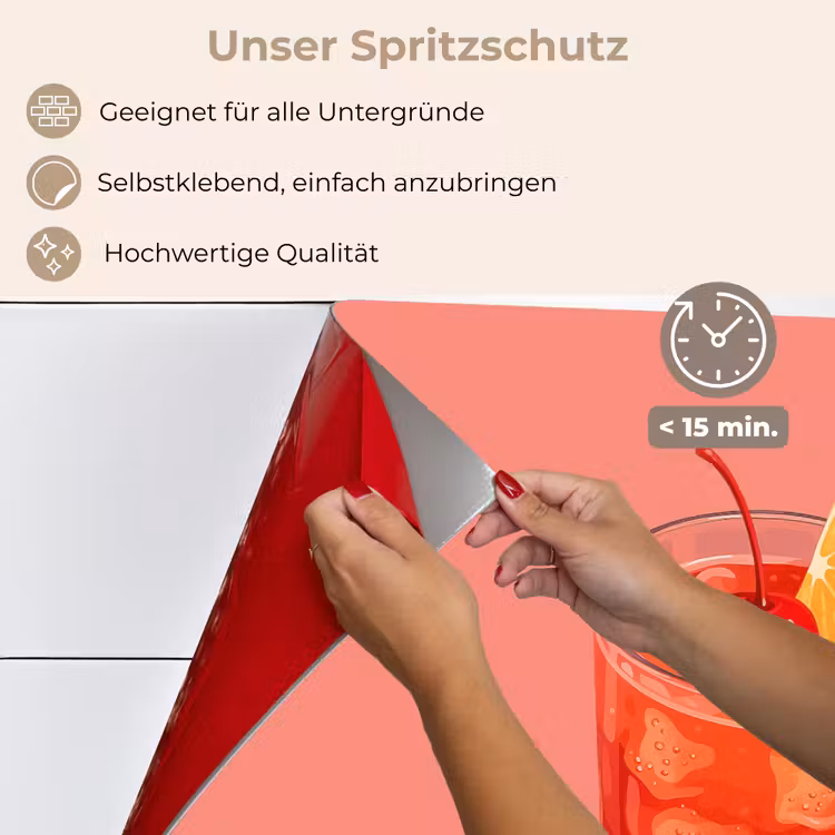 Spritzschutz Küche - Glas - Eiswürfel - Zitrone - Kirsche — 4