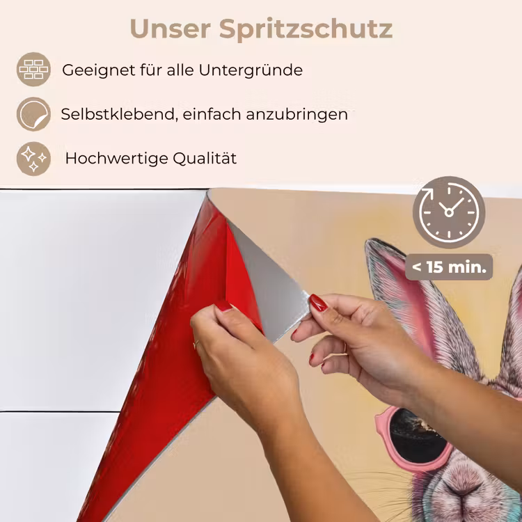 Spritzschutz Küche - Grau - Kaninchen - Bluse - Fliege — 4