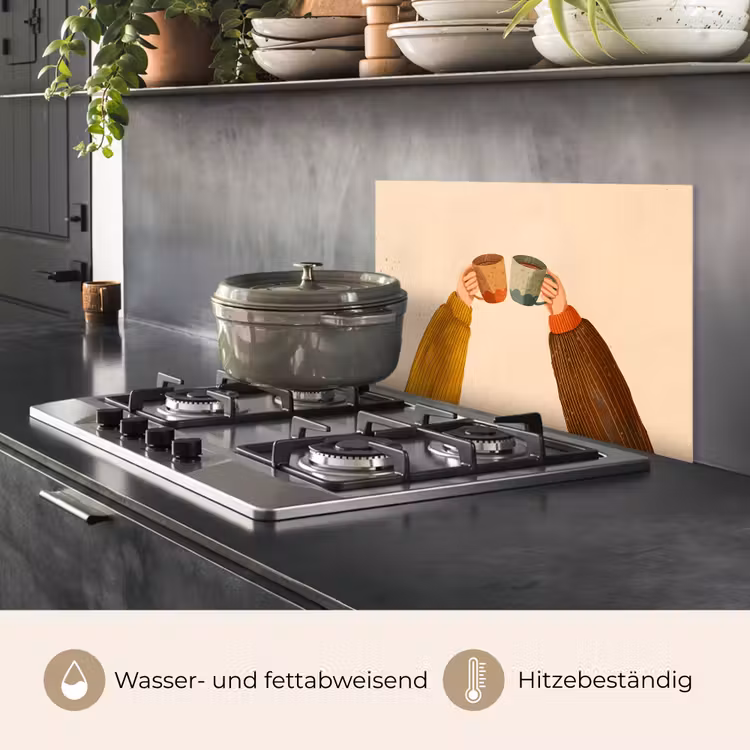 Spritzschutz Küche - Illustration - Becher - Prost - Braun — 2
