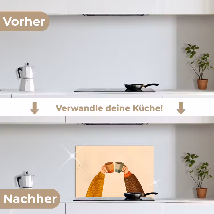 Spritzschutz Küche - Illustration - Becher - Prost - Braun — 7