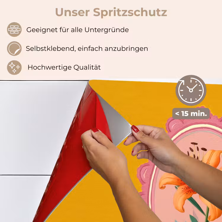 Spritzschutz Küche - Lilie - Orange - Rahmen - Oval — 4