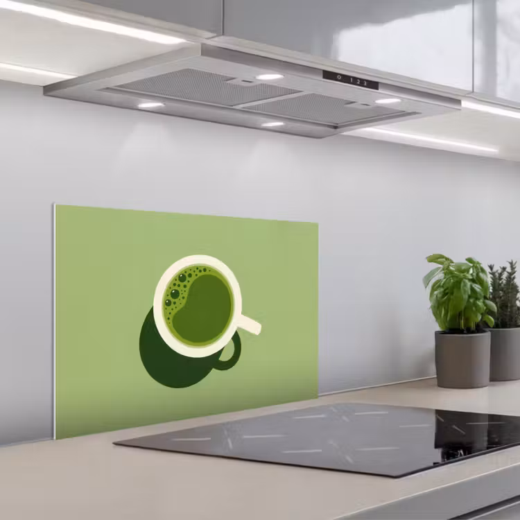 Spritzschutz Küche - Minimalistisch - Becher - Matcha -Grün — 1