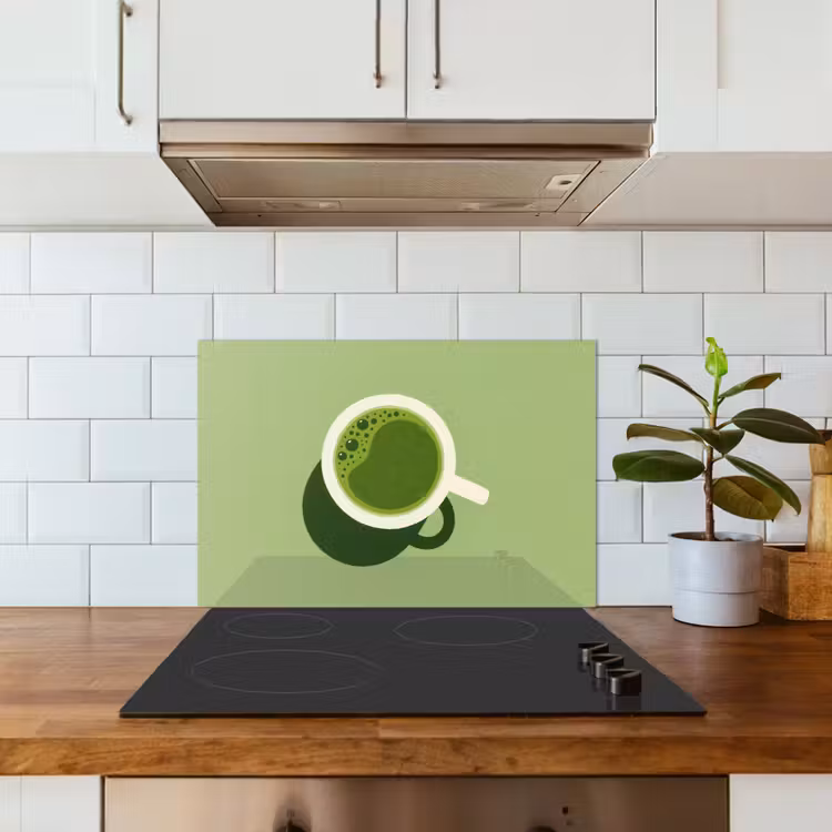 Spritzschutz Küche - Minimalistisch - Becher - Matcha -Grün — 3