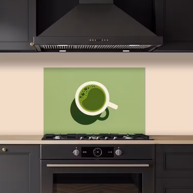 Spritzschutz Küche - Minimalistisch - Becher - Matcha -Grün — 5