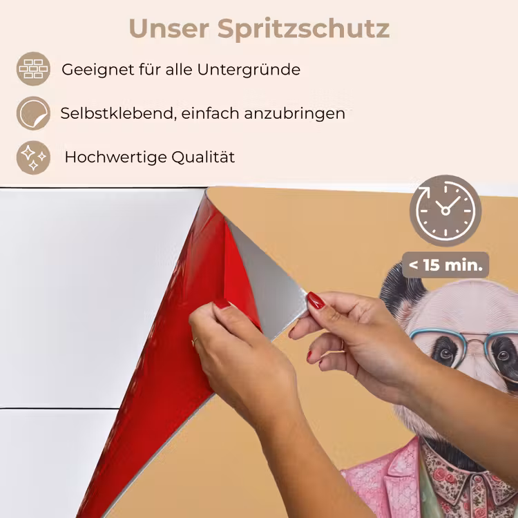Spritzschutz Küche - Panda - Anzug - Sonnenbrille - Blau — 4