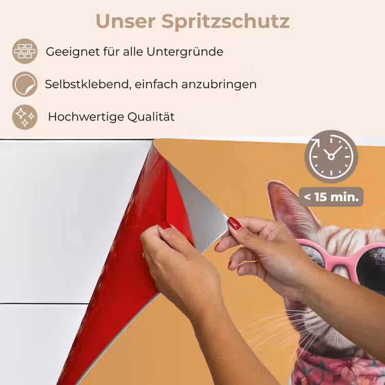 Spritzschutz Küche - Sonnenbrille - Katze - Halstuch - Blumen — 4