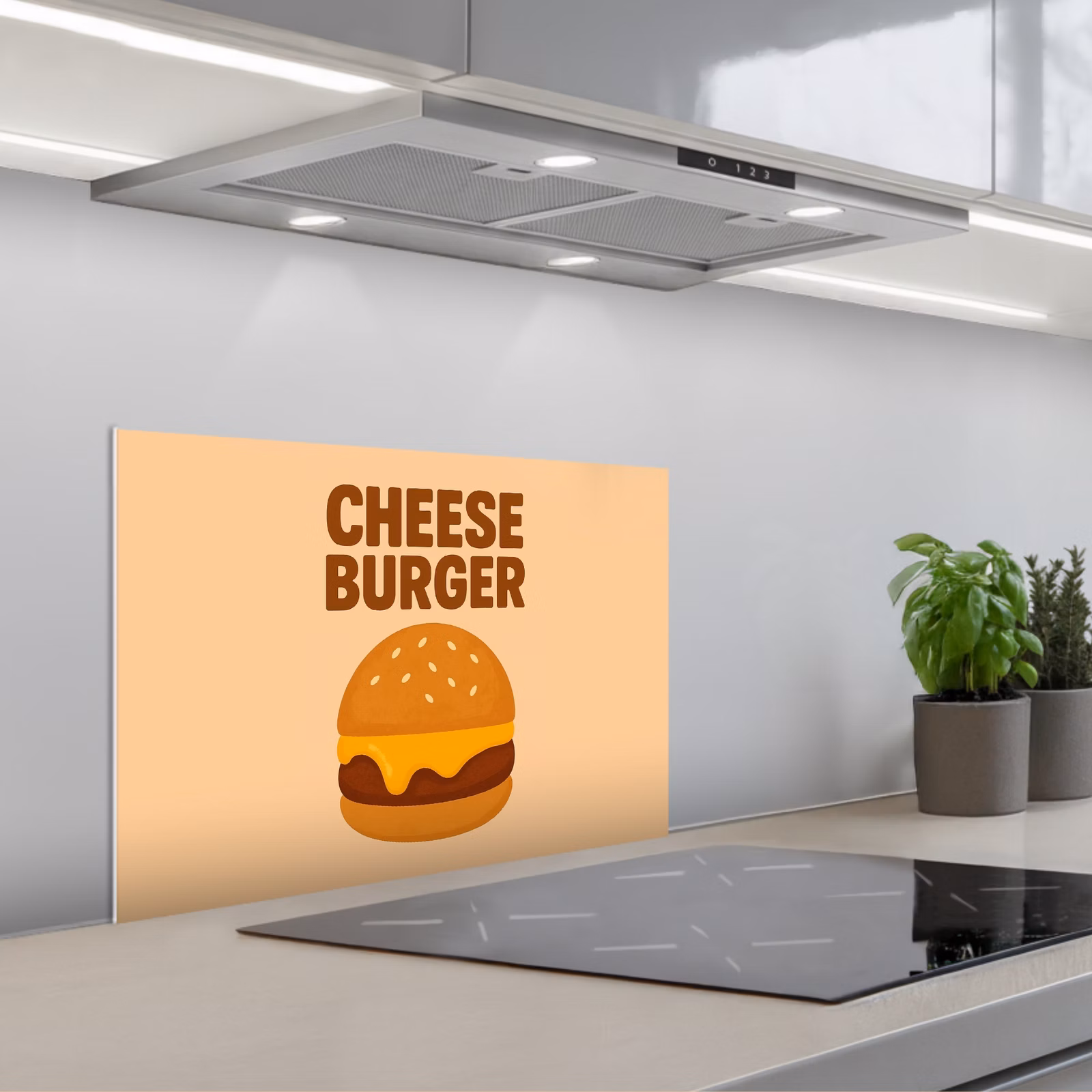 Spritzschutz Küche - Cheeseburger - Minimalistisch - Gelb — 1