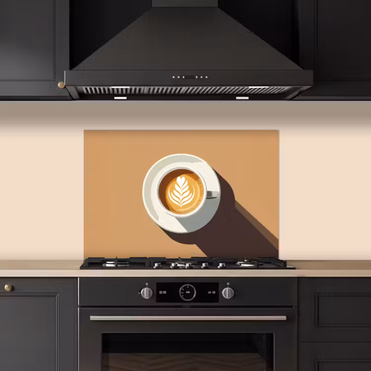 Spritzschutz Küche - Cappuccino - Tasse - Untertasse - Minimalistisch — 5
