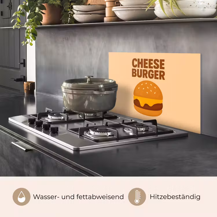 Spritzschutz Küche - Cheeseburger - Minimalistisch - Gelb — 2