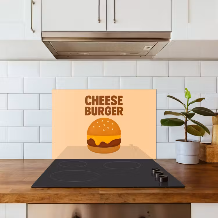 Spritzschutz Küche - Cheeseburger - Minimalistisch - Gelb — 3