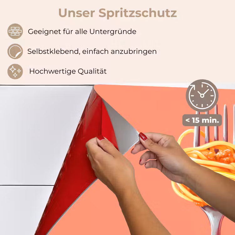 Spritzschutz Küche - Gabel - Spaghetti - Künstlerisch - Rosa — 4