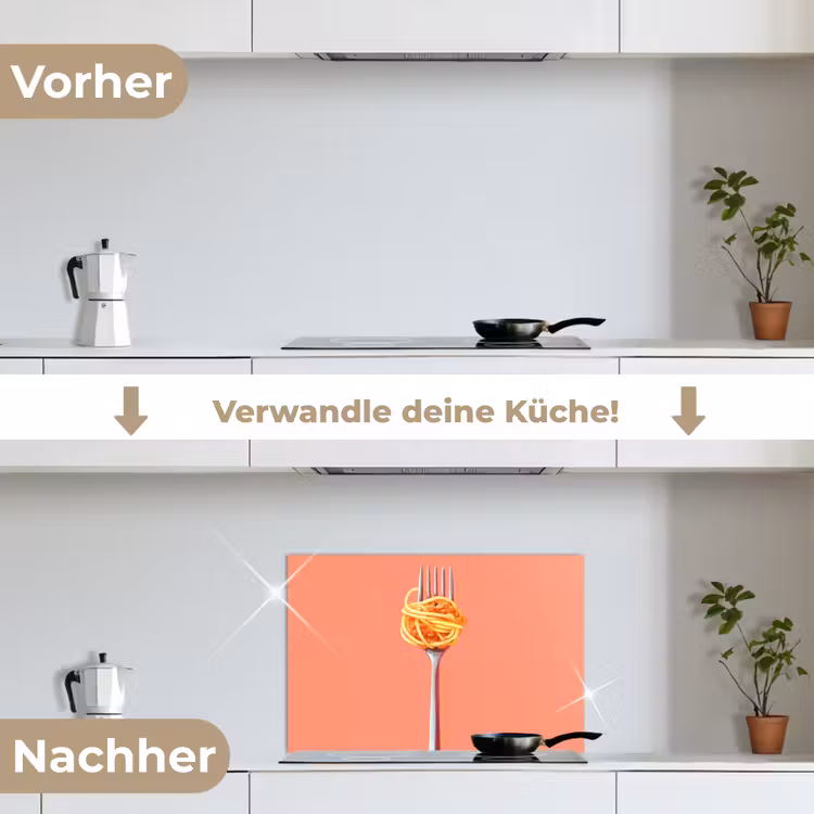Spritzschutz Küche - Gabel - Spaghetti - Künstlerisch - Rosa — 7