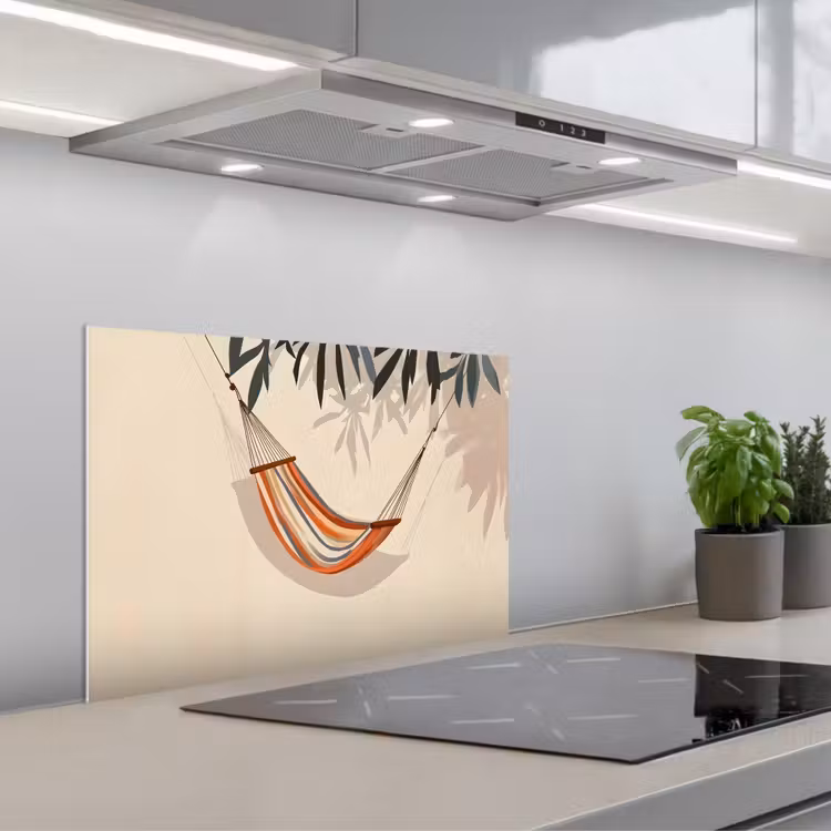 Spritzschutz Küche - Hängematte - Bunt - Blätter - Schatten — 1