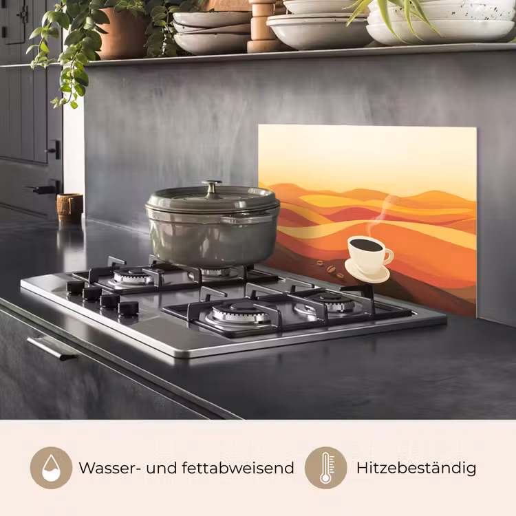 Spritzschutz Küche - Kaffee - Landschaft - Orange - Kaffeebohnen — 2