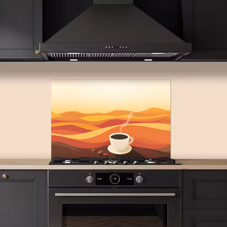 Spritzschutz Küche - Kaffee - Landschaft - Orange - Kaffeebohnen — 5