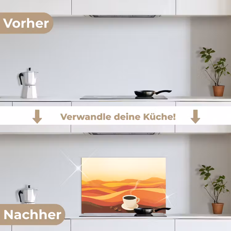 Spritzschutz Küche - Kaffee - Landschaft - Orange - Kaffeebohnen — 7