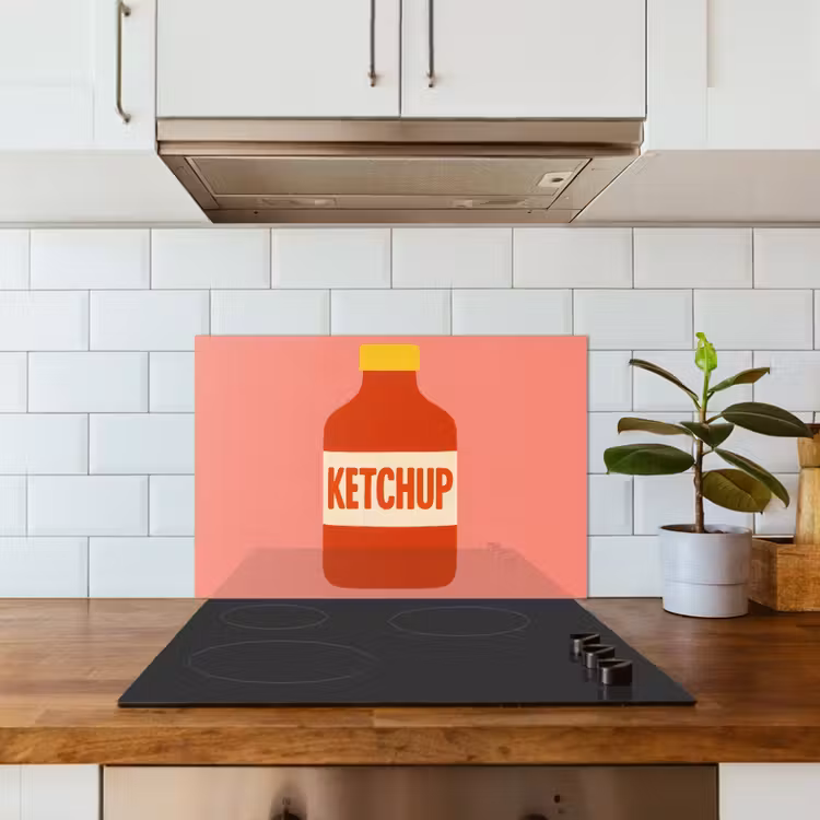 Spritzschutz Küche - Ketchup - Flasche - Rot - Minimalistisch — 3