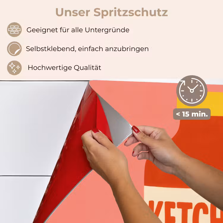 Spritzschutz Küche - Ketchup - Flasche - Rot - Minimalistisch — 4