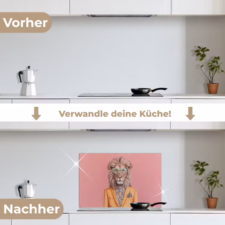 Spritzschutz Küche - Löwe - Anzug - Kariert - Brille — 7