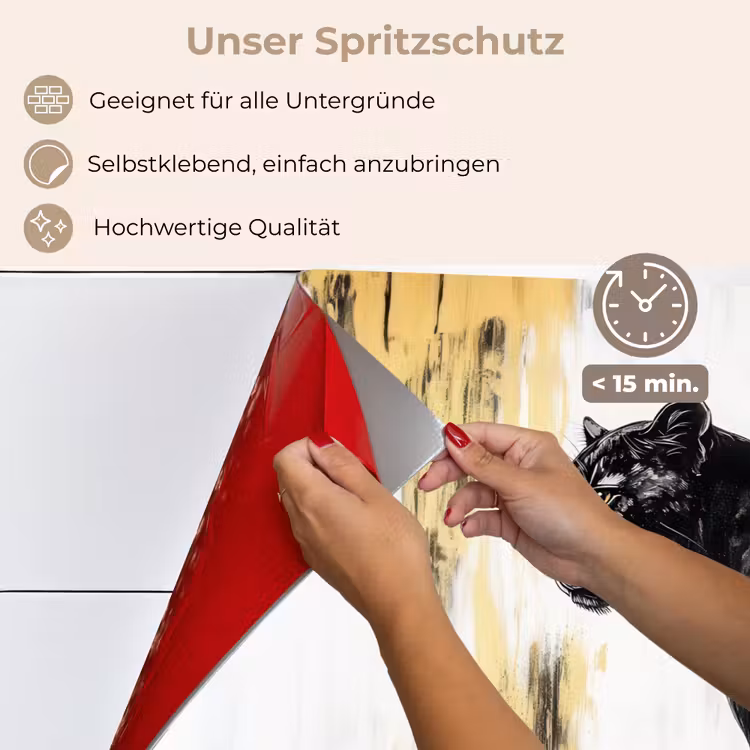 Spritzschutz Küche - Panther - Schwarz - Abstrakt - Gold — 4