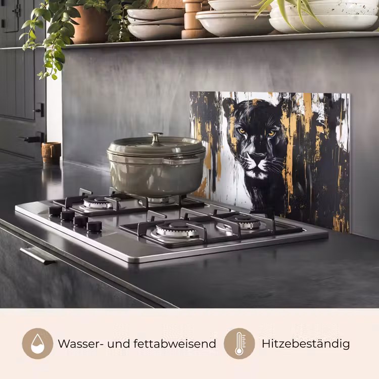 Spritzschutz Küche - Panther - Schwarz - Abstrakt - Pinselstriche — 2