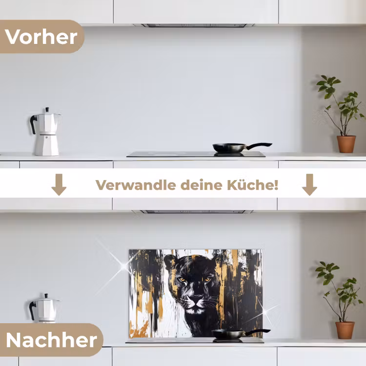 Spritzschutz Küche - Panther - Schwarz - Abstrakt - Pinselstriche — 7