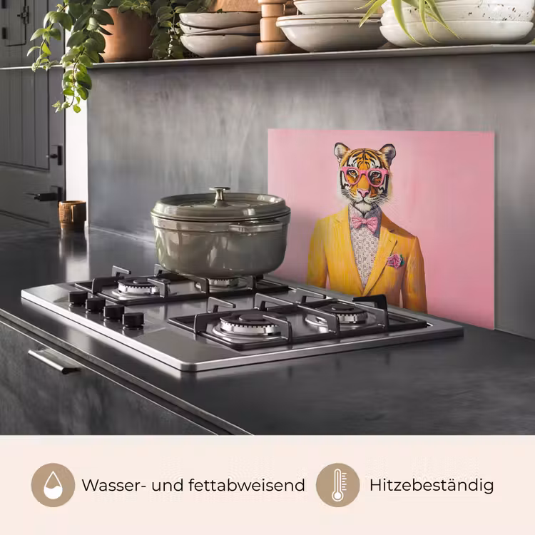 Spritzschutz Küche - Tiger - Brille - Gelb - Jacke — 2