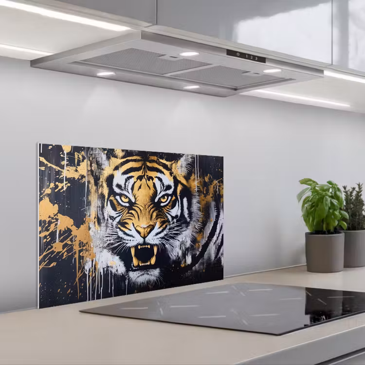 Spritzschutz Küche - Tiger - Farbspritzer - Gold — 1