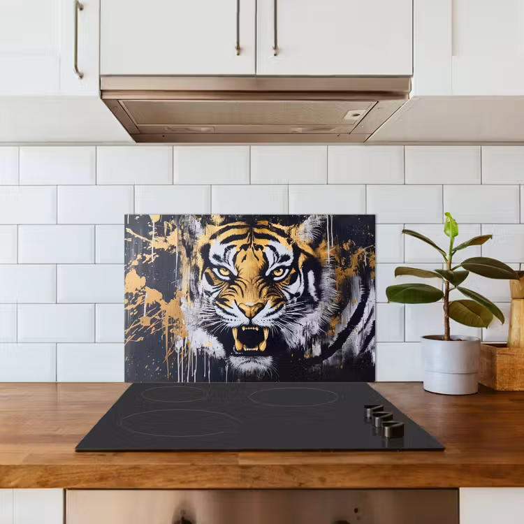 Spritzschutz Küche - Tiger - Farbspritzer - Gold — 3