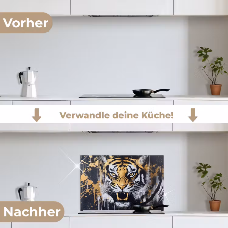 Spritzschutz Küche - Tiger - Farbspritzer - Gold — 7