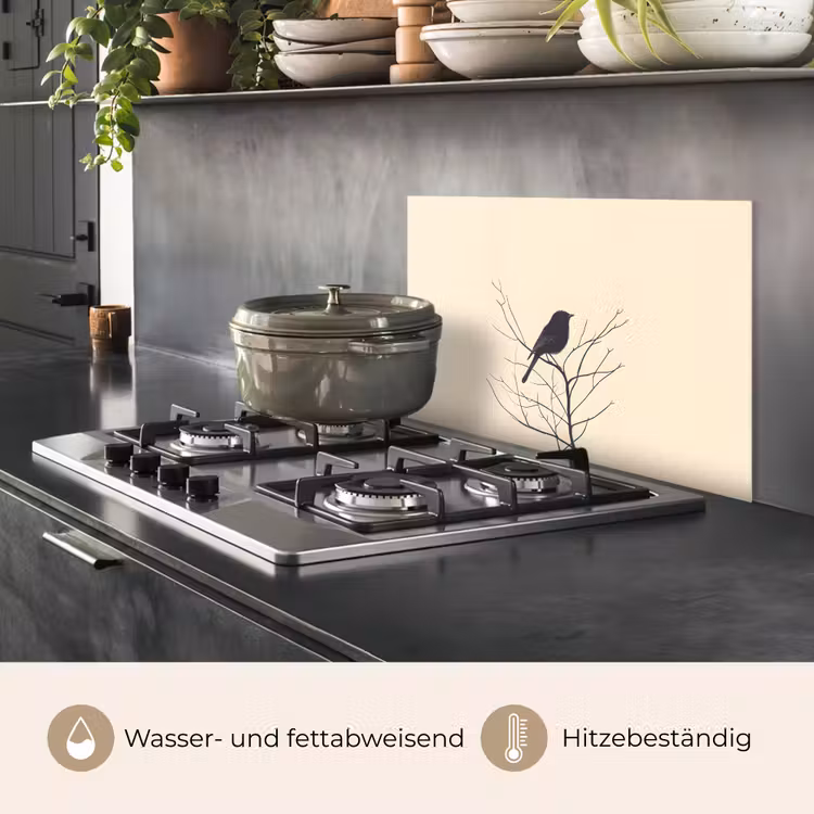 Spritzschutz Küche - Vogel - Schwarz - Zweig - Minimalistisch — 2