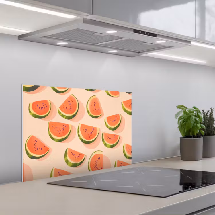 Spritzschutz Küche - Wassermelone - Scheiben - Kerne - Rot — 1