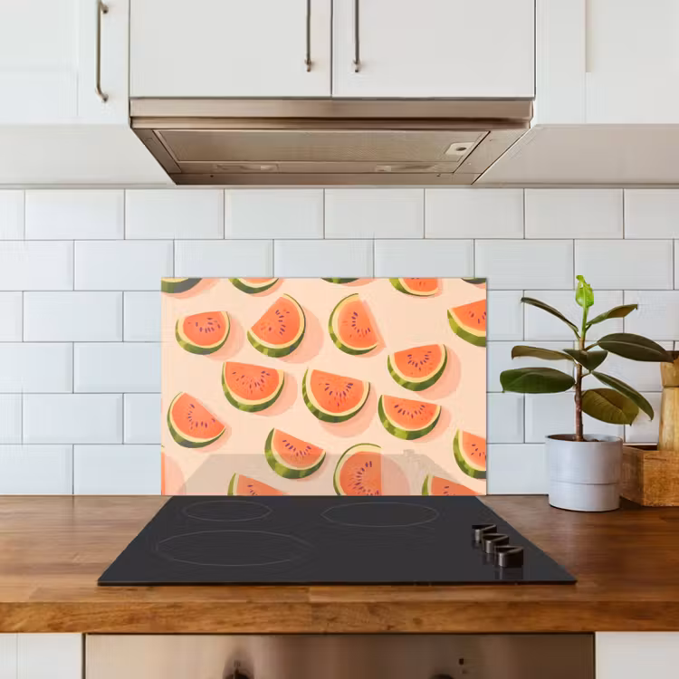 Spritzschutz Küche - Wassermelone - Scheiben - Kerne - Rot — 3