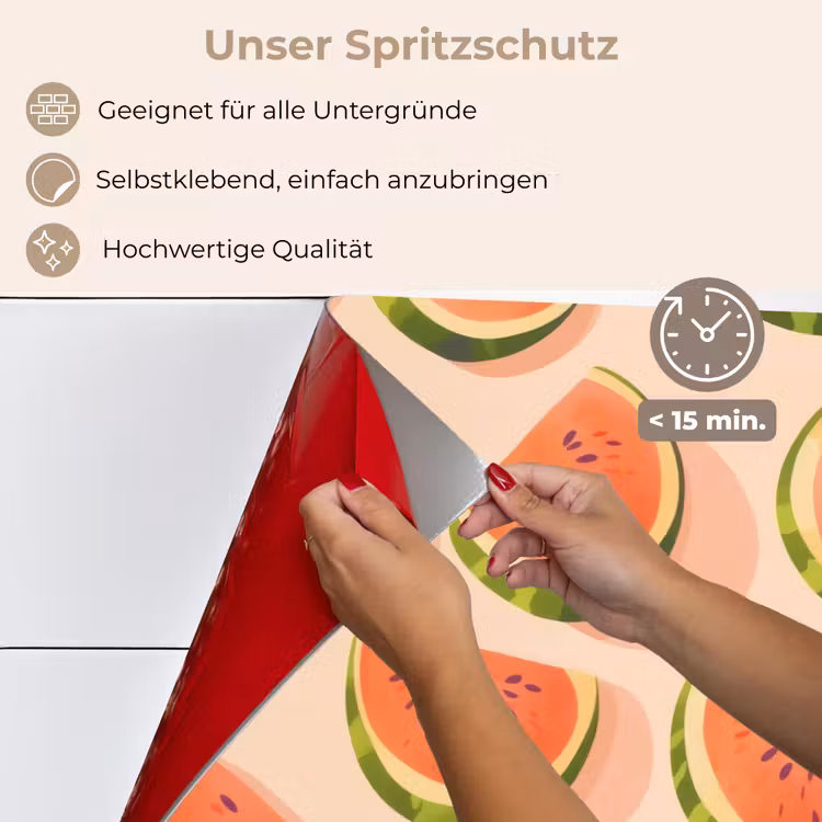 Spritzschutz Küche - Wassermelone - Scheiben - Kerne - Rot — 4