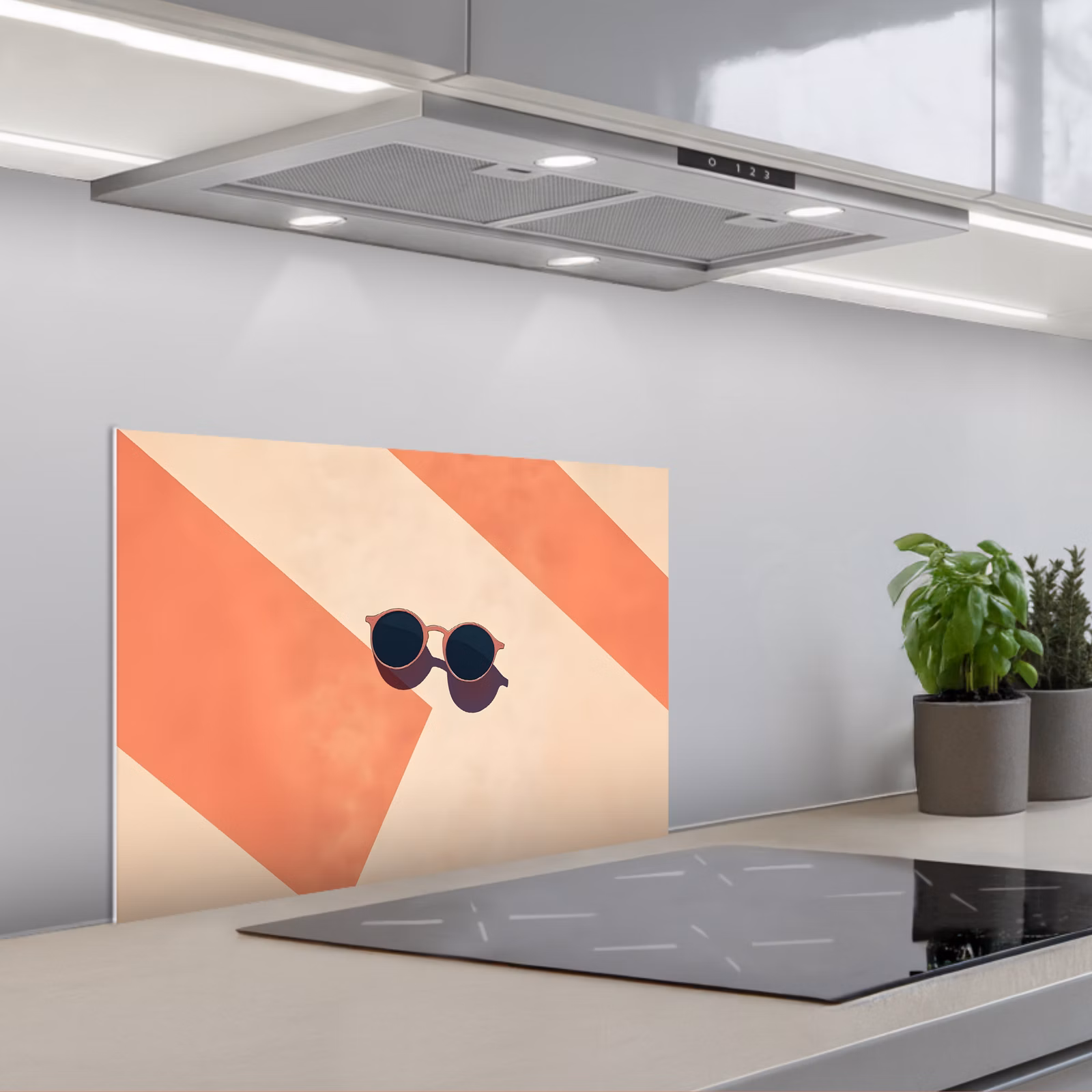Spritzschutz Küche - Sonnenbrille - Schatten - Orange - Minimalistisch — 1