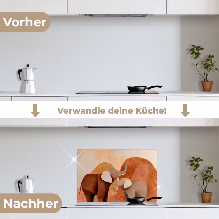 Spritzschutz Küche - Elefanten - Orange - Abstrakt — 7