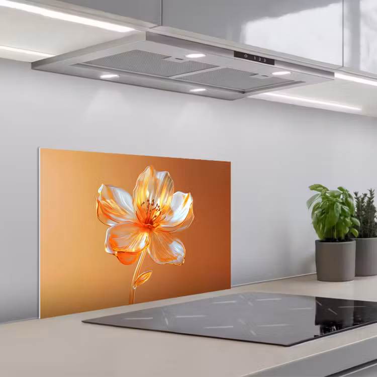 Spritzschutz Küche - Gläser - Blume - Orange — 1